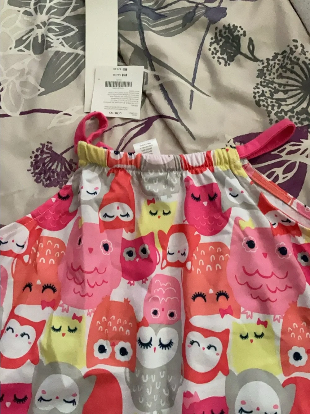 Gymboree Pink Coral & Yellow Owl Print Sundress with Bow